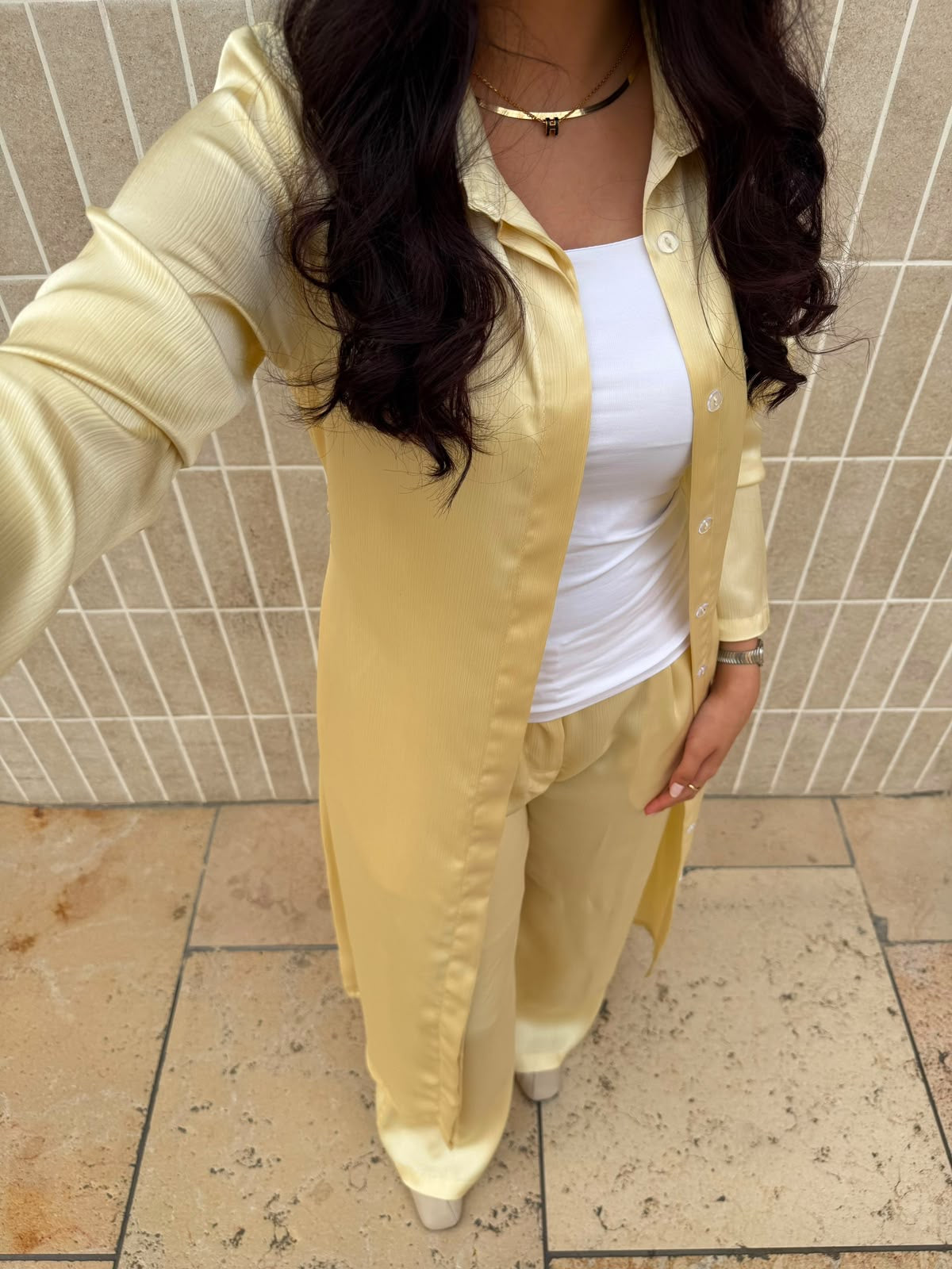 Yellow satin set
