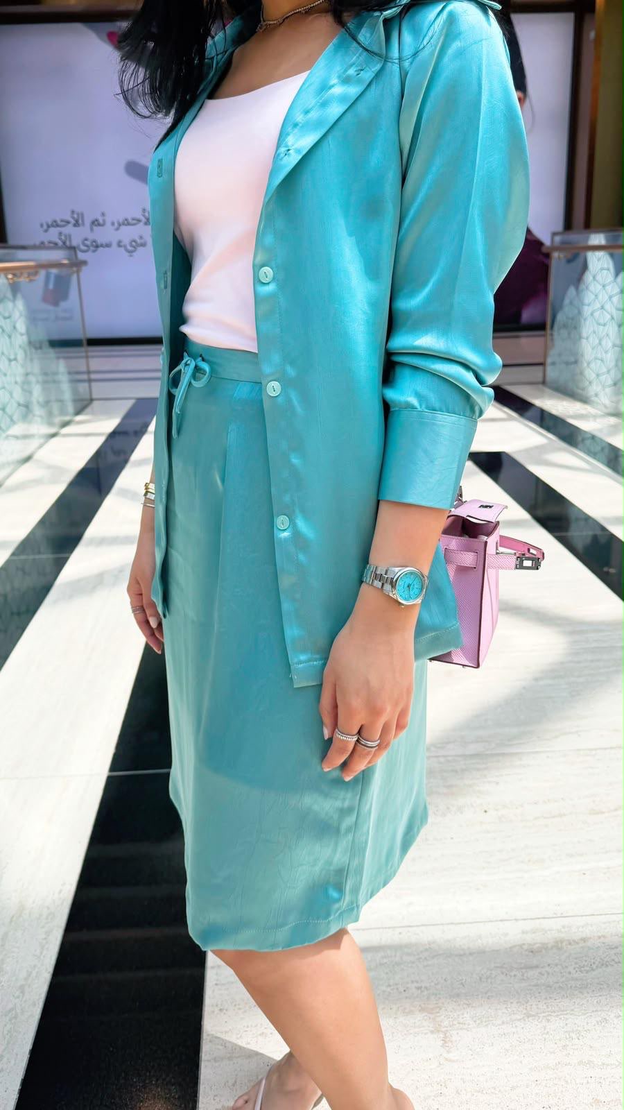 Turquoise satin set